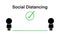 Icon cartoon flat of social distancing will decrease risk of infection COVID-19.