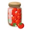 Icon cartoon marinated tomatoes in bottle