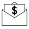 Icon check fee payment salary, an envelope with money dollars