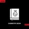 Icon chemistry book with erlenmeyer flask boiling. Filled, glyph or flat vector icon symbol sign collection