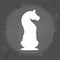 Icon chess knight on gray vintage background .