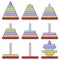 Icon childrens pyramid. A set of pyramids assembled and disassembled. Vector illustration on white background