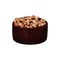 Icon of chocolate candy sprinkled with chopped nuts. Delicious confectionery product. Tasty dessert. Detailed vector