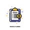 Icon of clipboard with golden dollar coin for financial planning concept. Flat filled outline style. Pixel perfect 64x64