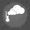 Icon clouds overcast, weather forecast on gray vintage background .