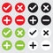 Icon collection of plus-cross-minus and right icon buttons