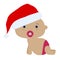 Icon color cute baby girl crawls in Santa hat