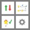 Icon concept set. Arrow up and down, idea, write and send email, painting house, gear