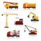 Icon construction equipment crane, scoop, mixer with reflectio