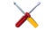 Icon construction red and yellow flat and cross screwdrivers for repair, a crossed tool on a white background. Vector illustration