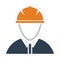 Icon Of Construction Worker Head In Helmet