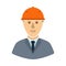 Icon Of Construction Worker Head In Helmet