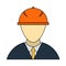 Icon Of Construction Worker Head In Helmet