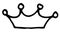 The icon is a crown with four prongs. royal crown in triangles and circles at the end side view hand drawn in doodle