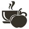 Icon cup of hot tea with apple flavor. Logo in flat style