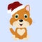 Icon cute baby Christmas small kitten in Santa hat