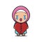 Icon cute broken heart hijab vector