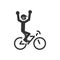 Icon of a cyclist with his hands up. The winner of the competition is a person on a bicycle