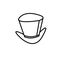 Icon of cylinder, top hat of magician. Contour vector symbol of magic, magician, gentleman, aristocrat