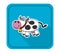 An icon with a dairy cow with bell and shadow - vector