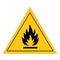 Icon danger fire risk. Fire on yellow triangle isolated on white background.