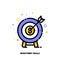 Icon of dartboard with arrow for business target or investment goals concept. Flat filled outline style. Pixel perfect 64x64