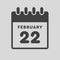 Icon day date 22 February, template calendar page