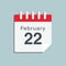 Icon day date 22 February, template calendar page
