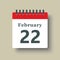 Icon day date 22 February, template calendar page