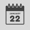 Icon day date 22 January, template calendar page