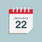 Icon day date 22 January, template calendar page