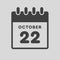 Icon day date 22 October, template calendar page