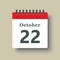 Icon day date 22 October, template calendar page