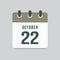 Icon day date 22 October, template calendar page