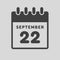 Icon day date 22 September, template calendar page
