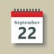 Icon day date 22 September, template calendar page