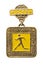 Icon dedicated sporting eventt in the city of Moscow in 1974 on a white background. Image of a runner and inscription on the badge