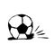 Icon of deflated soccer ball isolated on white background. Doodle cartoon hand-drawn style. Grunge illustration