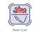 Icon design heart scan in flat line style.