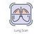 Icon design lung scan in flat line style.