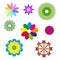 icon with different flowers. doodle button with different flowers. Vector illustration. stock image.