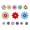 icon with different flowers. doodle button with different flowers. Vector illustration. stock image.