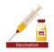 Icon of a disposable syringe with an injection, a Bottle with a liquid vaccine.