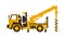 Icon drilling truck. Construction machinery. Vector illustration. Sleek style.