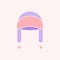 Icon of ear-flapped hat in pastel colors. Vector illustration.