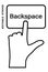 Icon editable stroke, human hand presses the keyboard button Backspace with the index finger. Getting help, additional information