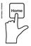 Icon editable stroke, human hand presses the keyboard button Home with the index finger. Getting help, additional information.
