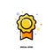 Icon of elegant rosette which symbolizes special offer for money-saving shopping concept. Flat filled outline style. Pixel perfect