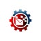 Icon of email configuration. Mail setting, gear wheel, letter, cog