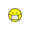 Icon emoji with mask covid-19 yellow color